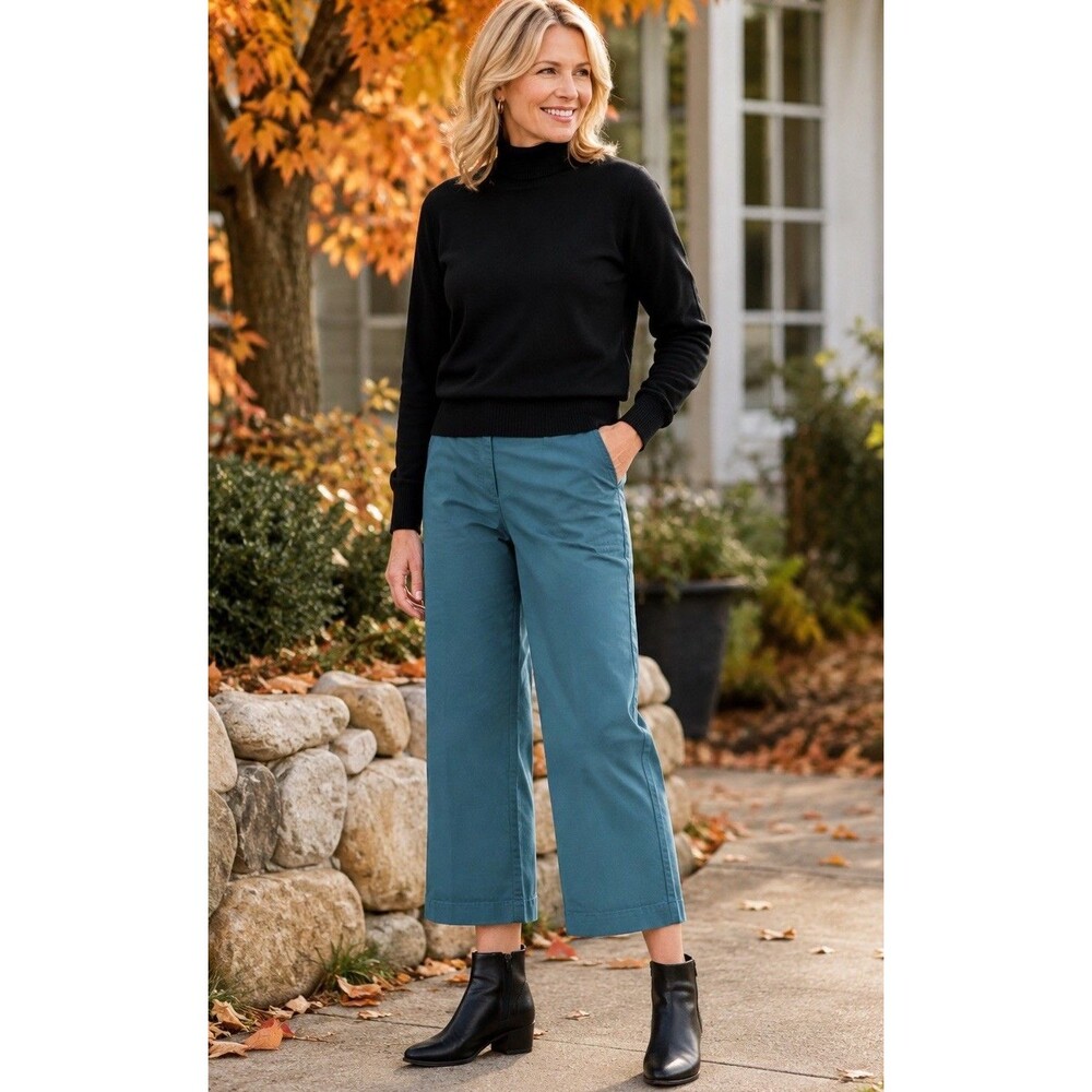 Talbots Weston Pants Women’s Sz14 Teal Blue Crop Ankle Stretch Coastal Grandma